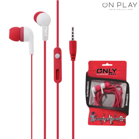 Auricular Only Rompe Oidos Manos Libres Rojos
