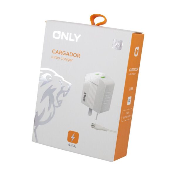 Cargador Only V8 4.4a Turbo Charger Blanco y Negro