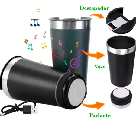 Vaso Con Destapador Simil St y Parlante Bluetooth