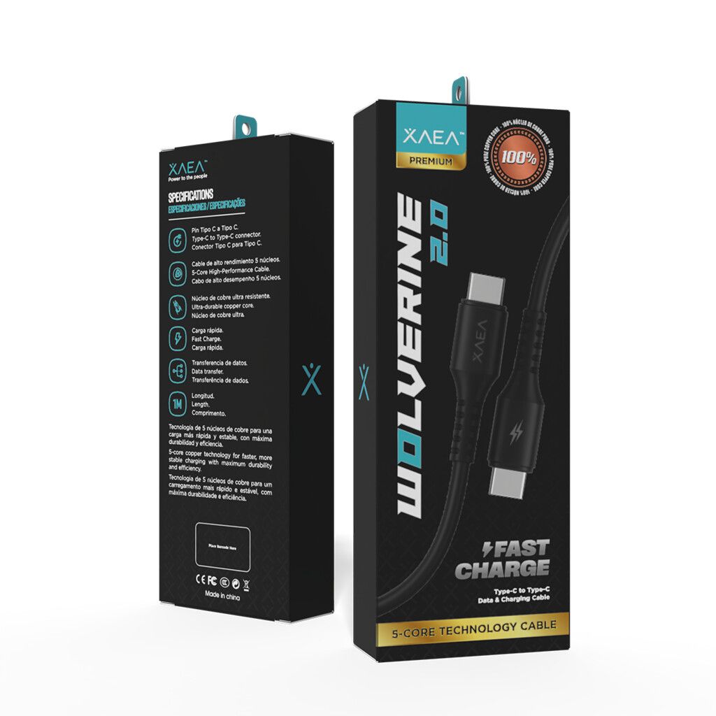 Cable Tipo C a Tipo C Xaea Wolverine